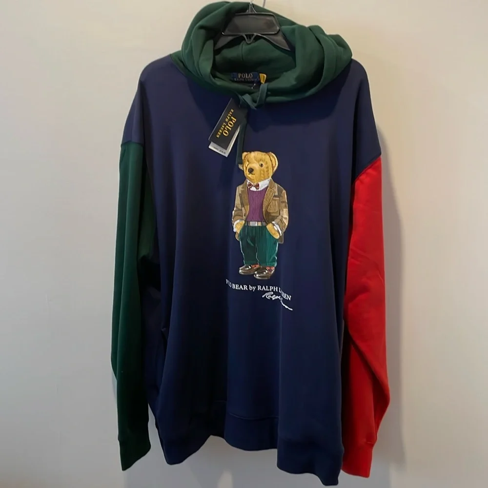 POLO Designer Luxury Ralph Lauren Bear Fleece Hoodie, NWT - Picture 2 of 13